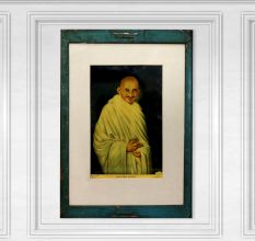 Paper Print of Mahatma Gandhi in Wooden Frame for Decor