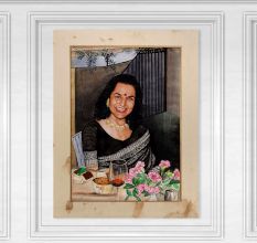 Vintage Paper Painting of Lady in Fine Work for Decoration