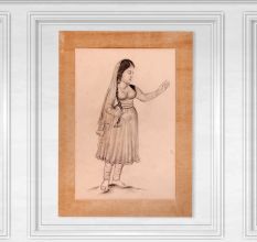 Vintage Fine Pencil Sketch Painting of Lady for Decoration