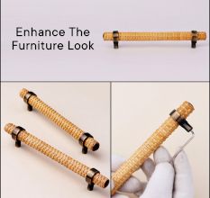 Adjustable Natural Round Rattan Drawer Handles (7 Inch)