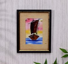 English Art Sailing Boat in Sea Cloth Painting for Hanging