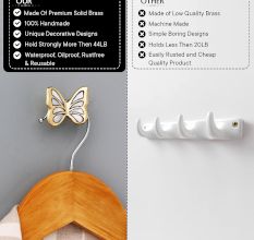 Modern Mother of Pearl and Brass Butterfly Wall Hook