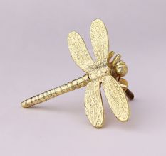 Modern Golden Dragonfly Premium Metal Wall Hook in Set of 3