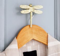 Modern Golden Dragonfly Premium Metal Wall Hook in Set of 3