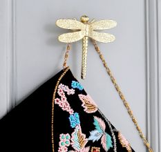 Modern Golden Dragonfly Premium Metal Wall Hook in Set of 3
