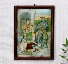 Vintage Paper Print from Ravi Verma in Wooden Frame