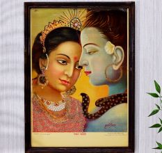 Lord Shiva and Parvati Paper Print by Kali Charan for Hanging