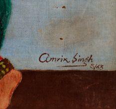 Vintage Cloth Painting of Two Dancing Ladies for Hanging