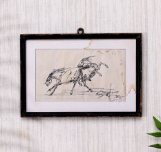 Used Modern Art Painting of Horse in Wooden Frame