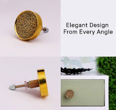 Round Brass and Wood Decorative Drawer Knob