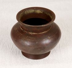Dark Brown Handmade Brass Holy Water Pot for Indoor Decor