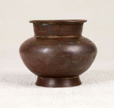 Dark Brown Handmade Brass Holy Water Pot for Indoor Decor