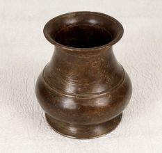Dark Finish Traditional Brass Holy Water Pot in South Indian Art