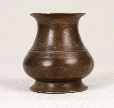 Dark Finish Traditional Brass Holy Water Pot in South Indian Art