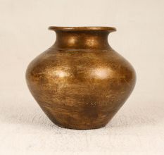 Brown Vintage Brass Water Pot Lota in South Indian Art