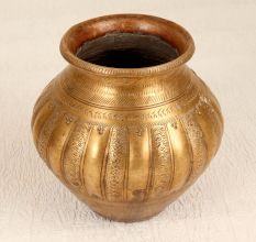 Beautifully Carved Brass Holy Water Pot in South Indian Art