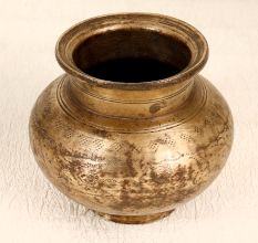 Handmade Carved Brass Holy Water Pot for Home Decor