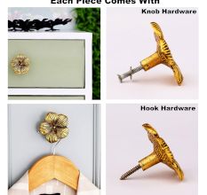 Modern Flower Aluminum Wall Hooks In Golden Finish (Pack of 3)