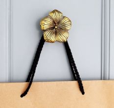 Modern Flower Aluminum Wall Hooks In Golden Finish (Pack of 3)