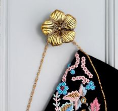 Modern Flower Aluminum Wall Hook In Golden Finish