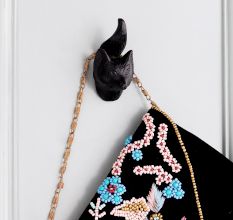 Modern Decorative Black Fox Face Iron Wall Hooks-3 Pieces