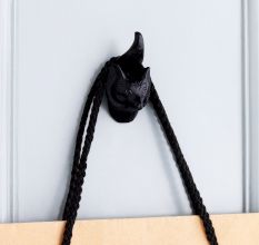 Modern Decorative Black Fox Face Iron Wall Hooks-3 Pieces