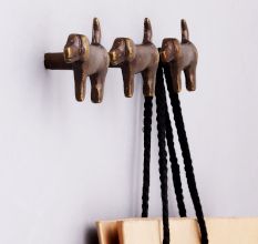 Decorative Modern Antique Puppy Iron Wall Hooks-3 Pieces