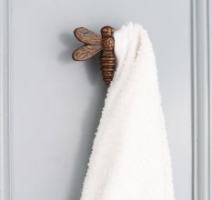 Modern Handmade Antique Honey Bee Iron Wall Hooks-3 Pieces