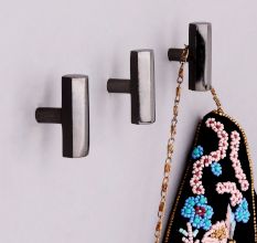 Modern Grey Hexa Gilli Iron Wall Hooks-3 Pieces