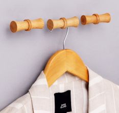 Handmade Natural Wooden T-Bar Wall Hooks-3 Pieces