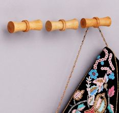 Handmade Natural Wooden T-Bar Wall Hooks-3 Pieces