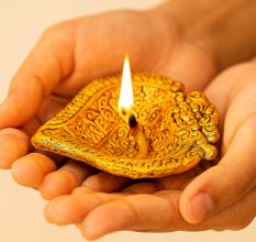 Designer Golden Aluminium Diwali Diya For Mandir Decoration