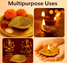 Designer Golden Aluminium Diwali Diya For Mandir Decoration