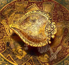 Designer Golden Aluminium Diwali Diya For Mandir Decoration