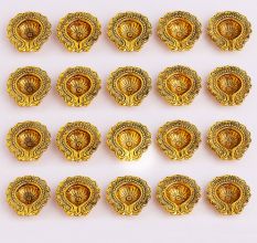 Handmade Golden Aluminium Diwali Diya For Pooja Room Decoration