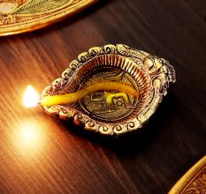 Handmade Golden Aluminium Diwali Diya For Mandir Decoration Pack of 3