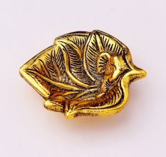 Handmade Golden Aluminium Ganpati on Leaf Shape Diwali Diya