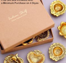 Handmade Golden Aluminium Ganpati on Leaf Shape Diwali Diya
