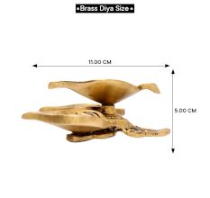 Modern Antique Golden Brass 3 Leaf Shaped Oil Lamp For Diwali Pooja