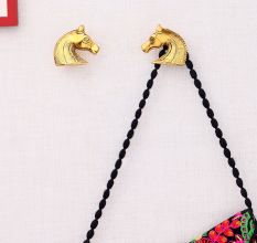 Handmade Two Horses Facing Aluminium Wall Hooks Pack of 2 Pieces