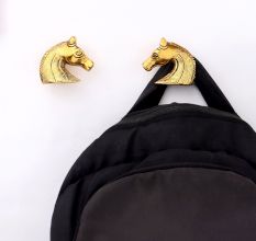 Handmade Two Horses Facing Aluminium Wall Hooks Pack of 2 Pieces