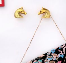 Handmade Two Horses Facing Aluminium Wall Hooks Pack of 2 Pieces