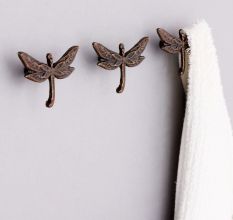 Handmade Modern Antique Dragonfly Iron Wall Hooks Pack of 3 Pieces