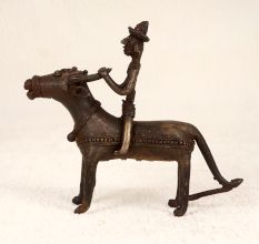 Handmade Vintage Brass Bull with Rider in Tribal Art