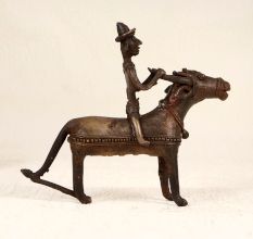 Handmade Vintage Brass Bull with Rider in Tribal Art