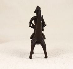 Dark Finish Brass Bull with Rider for Decor in Tribal Art