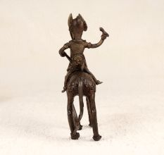 Antique Brown Tribal Art Horse with Rider Made of Brass