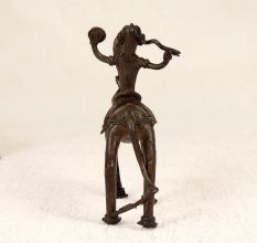 Vintage Tribal Art Brass Horse with Rider for Home Decoration