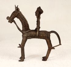 Handcrafted Tribal Art Horse with Rider Made of Brass from Bengal