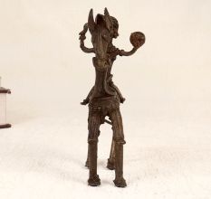 Handcrafted Tribal Art Horse with Rider Made of Brass from Bengal
